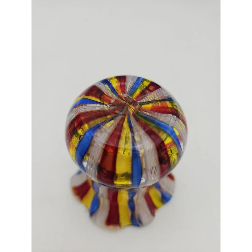 VTG MURANO Latticino Design In Tutti Fruity Colors Toothpick Holder Small Vase